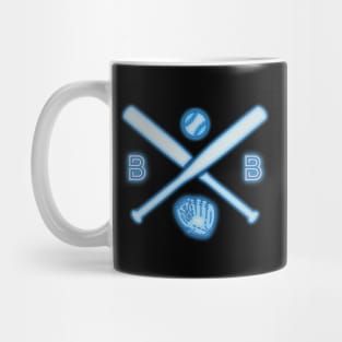 Neon Baseball Crossed Bats and Mitt Mug